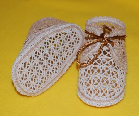 FSL Battenberg Lace Christening Booties Set image 2