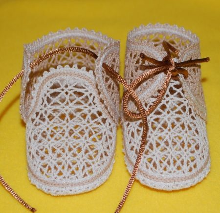 FSL Battenberg Lace Christening Booties Set image 5