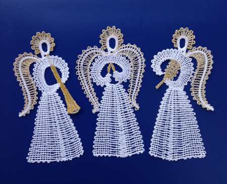 Freestanding Battenberg Lace Angel Ornaments image 1