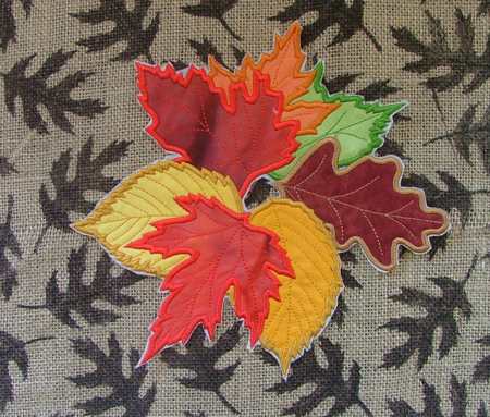 Burlap Table Runner with Applique Leaves image 2