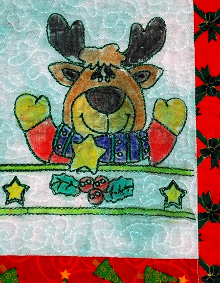 Whimsical Christmas Placemats with Redwork Embroidery image 7