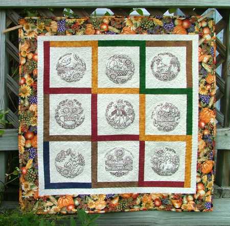 First Call for Fall Wall Quilt with Redwork Embroidery image 1