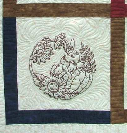First Call for Fall Wall Quilt with Redwork Embroidery image 3