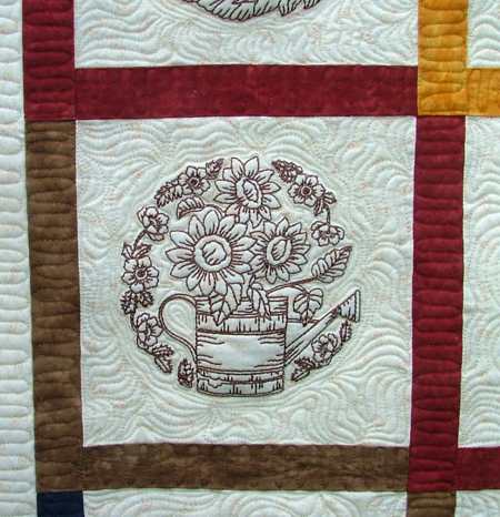 First Call for Fall Wall Quilt with Redwork Embroidery image 2