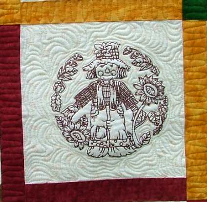 First Call for Fall Wall Quilt with Redwork Embroidery image 4