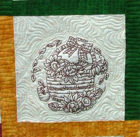 First Call for Fall Wall Quilt with Redwork Embroidery image 6