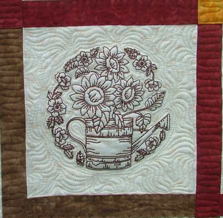 First Call for Fall Wall Quilt with Redwork Embroidery image 8