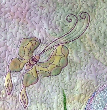 Art Quilt with Iris and Butterfly Embroidery image 4