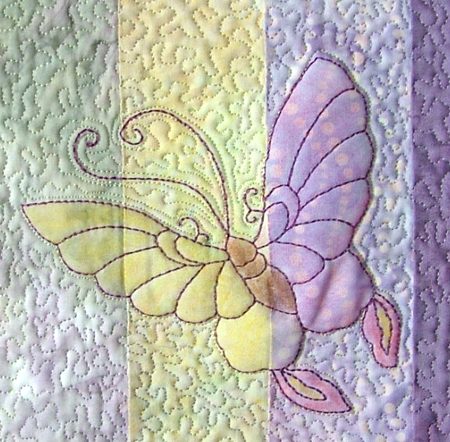 Art Quilt with Iris and Butterfly Embroidery image 5