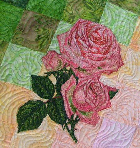 Roses for Moma Quilted Table Runner with Rose Embroidery image 3