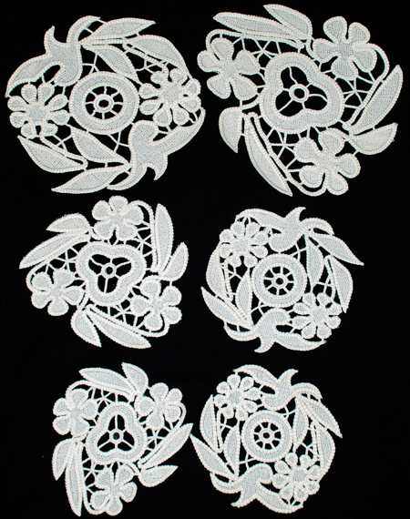 FSL Point Lace Floral Doily Set image 1