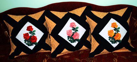 Quilted Rose Cushions image 1