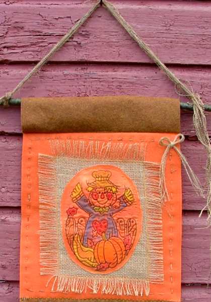 Felt and Burlap Banner with Scarecrow Embroidery image 7