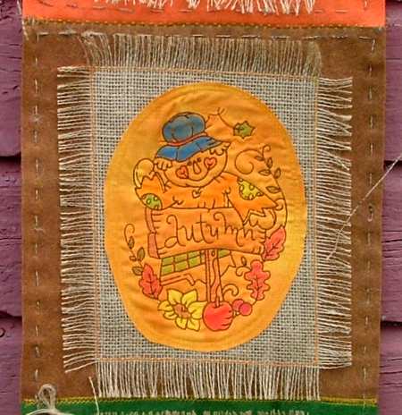 Felt and Burlap Banner with Scarecrow Embroidery image 6