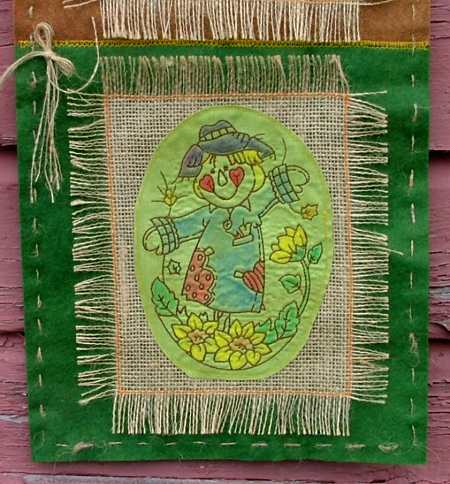 Felt and Burlap Banner with Scarecrow Embroidery image 5