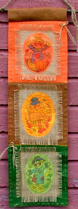 Felt and Burlap Banner with Scarecrow Embroidery image 1