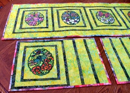 Quilted Table Runner and Placemats with Spring Themed Embroidery image 10