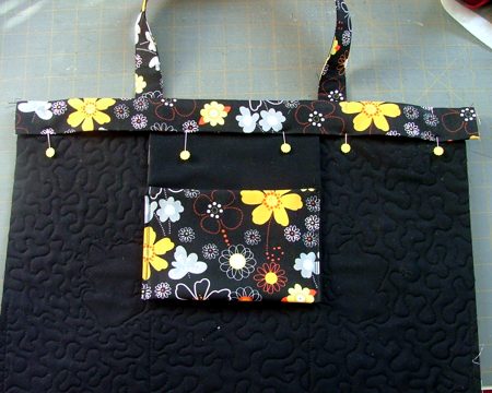Quilted Tote Bag with Outer Pockets and Embroidered Panels image 10