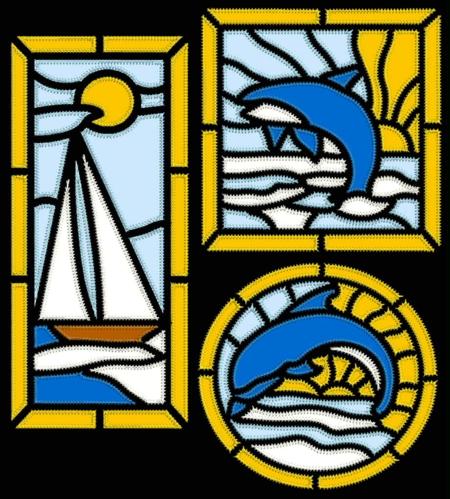 Stained Glass Applique Sea Set image 1
