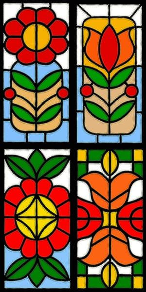 Stained Glass Applique Flower Block Set image 1