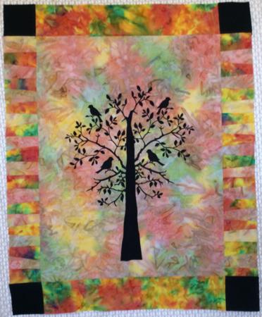 "Birds in a Tree" Wall Quilt with Embroidery image 12
