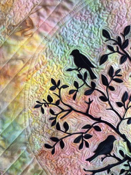 "Birds in a Tree" Wall Quilt with Embroidery image 15