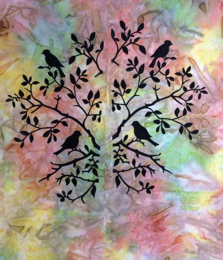 "Birds in a Tree" Wall Quilt with Embroidery image 4
