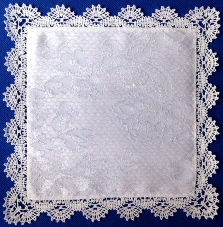 Square Doily or Handkerchief with Freestanding Bobbin Lace Edge image 1