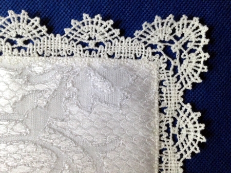 Square Doily or Handkerchief with Freestanding Bobbin Lace Edge image 2