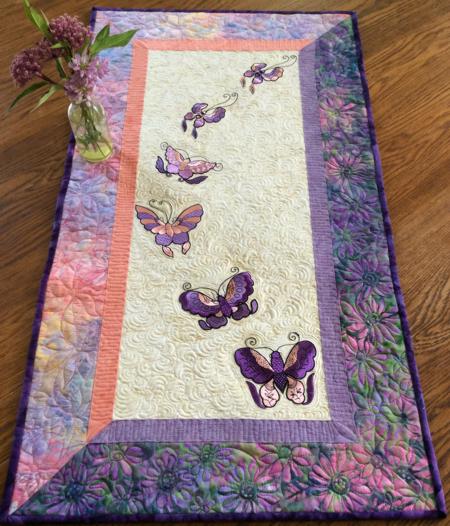 Quilted Table Runner with Butterfly Embroidery image 10