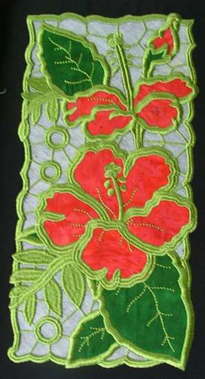 Cutwork Lace Applique Hibiscus Panel image 9