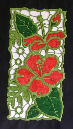 Cutwork Lace Applique Hibiscus Panel image 10