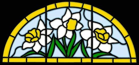 Stained Glass Applique Daffodil Panel image 1