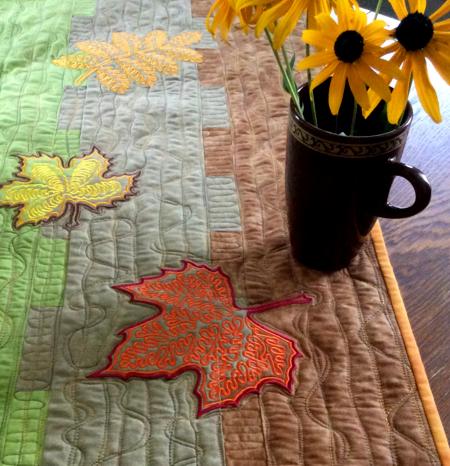 Fall-Themed Table Runner with Autumn Leaves Embroidery image 2