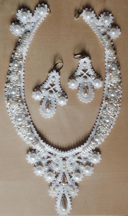 Freestanding Battenberg Necklace and Earring Set image 1