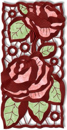 Cutwork Lace Applique Rose Panel image 1