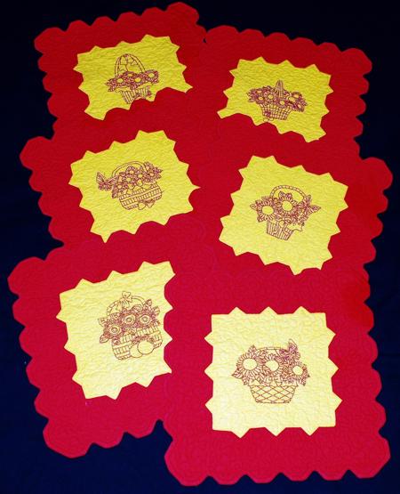 Quilted Place Mats with Spring Basket Embroidery image 1