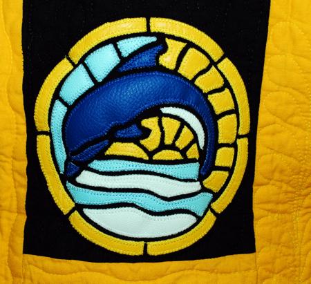 Sea-themed Tote Bag with Stained Glass Applique Embroidery image 19