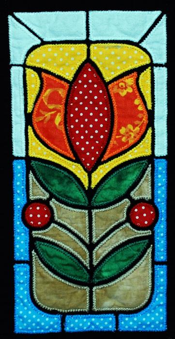 Quilted Wall Hanging with Stained Glass Applique Embroidery image 5