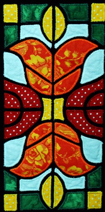 Quilted Wall Hanging with Stained Glass Applique Embroidery image 6