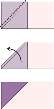 Machine stitch along the diagonal, cut with seam allowance, unfold and press.