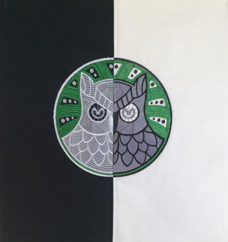 Black and White Tote Bag with Owl Embroidery image 3