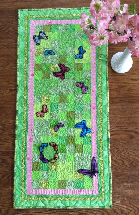 Quilted Tablerunner with Butterfly Applique image 1
