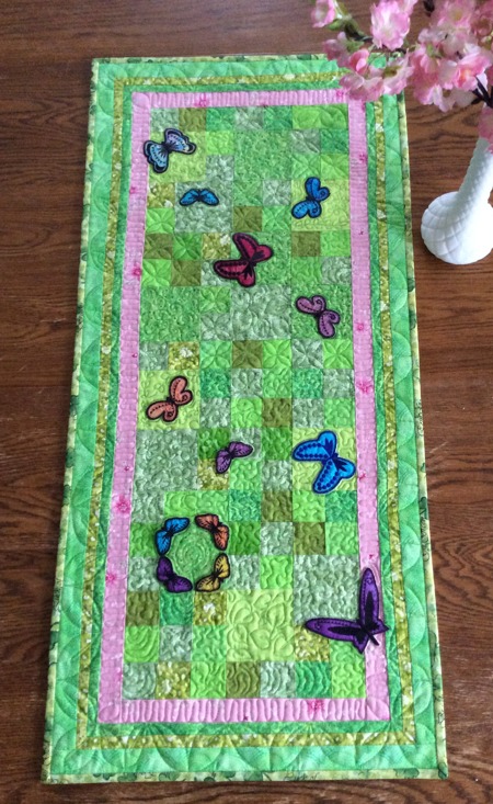 Quilted Tablerunner with Butterfly Applique image 7