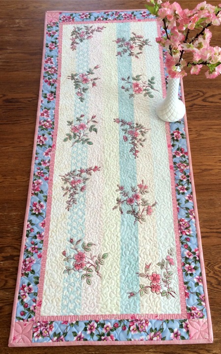 Cherry Blossom Quilted Table Runner image 1