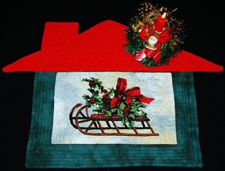 Christmas House Wall Quilt or Place Mat image 1