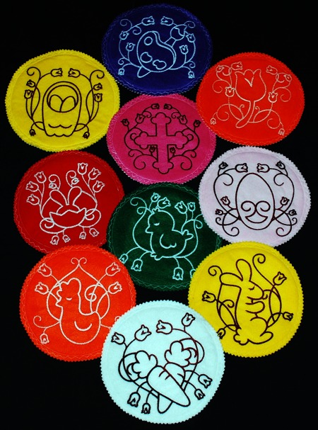 Easter Coasters/Ornaments with Embroidery image 1