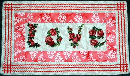Quilted Wall Hanging with LOVE Roses image 1