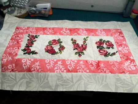 Quilted Wall Hanging with LOVE Roses image 6