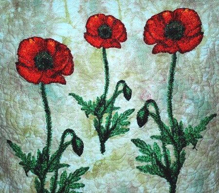 Quilted Cushion with Poppy Embroidery image 5